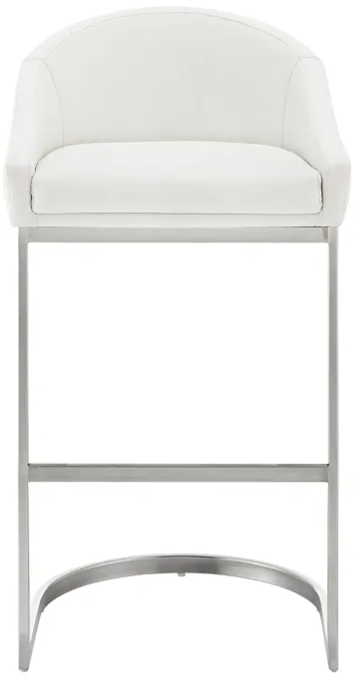 Holo 30 Inch Barstool Chair, L Shaped Cantilever Base, White Faux Leather - Benzara