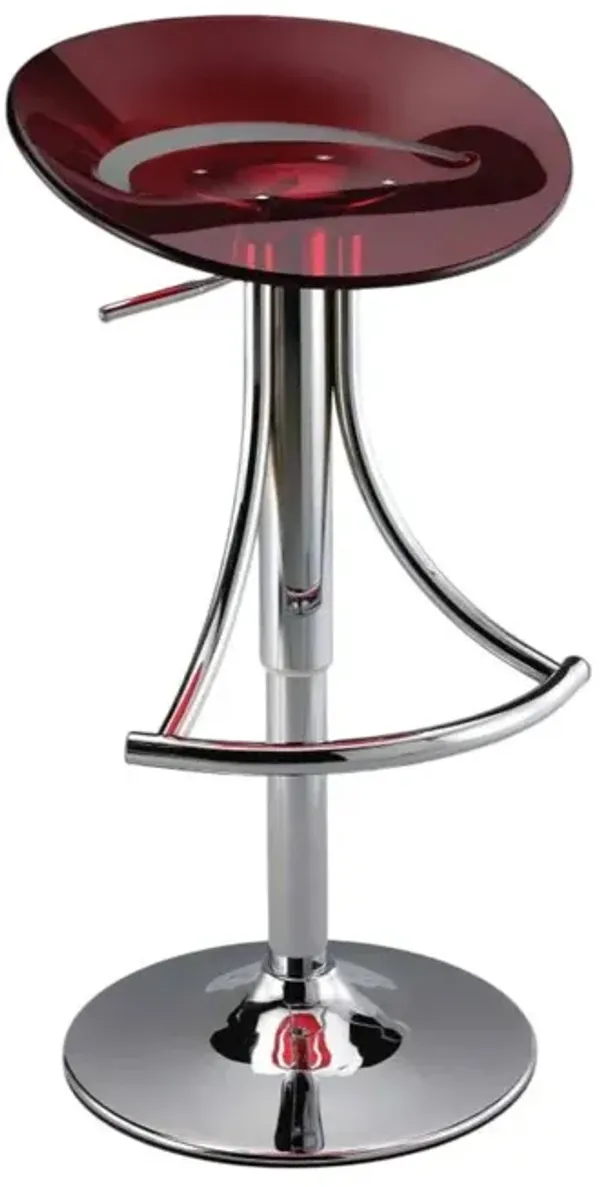 Hivvago Red and Silver Acrylic and Metal Low Back Adjustable Height Bar Chair