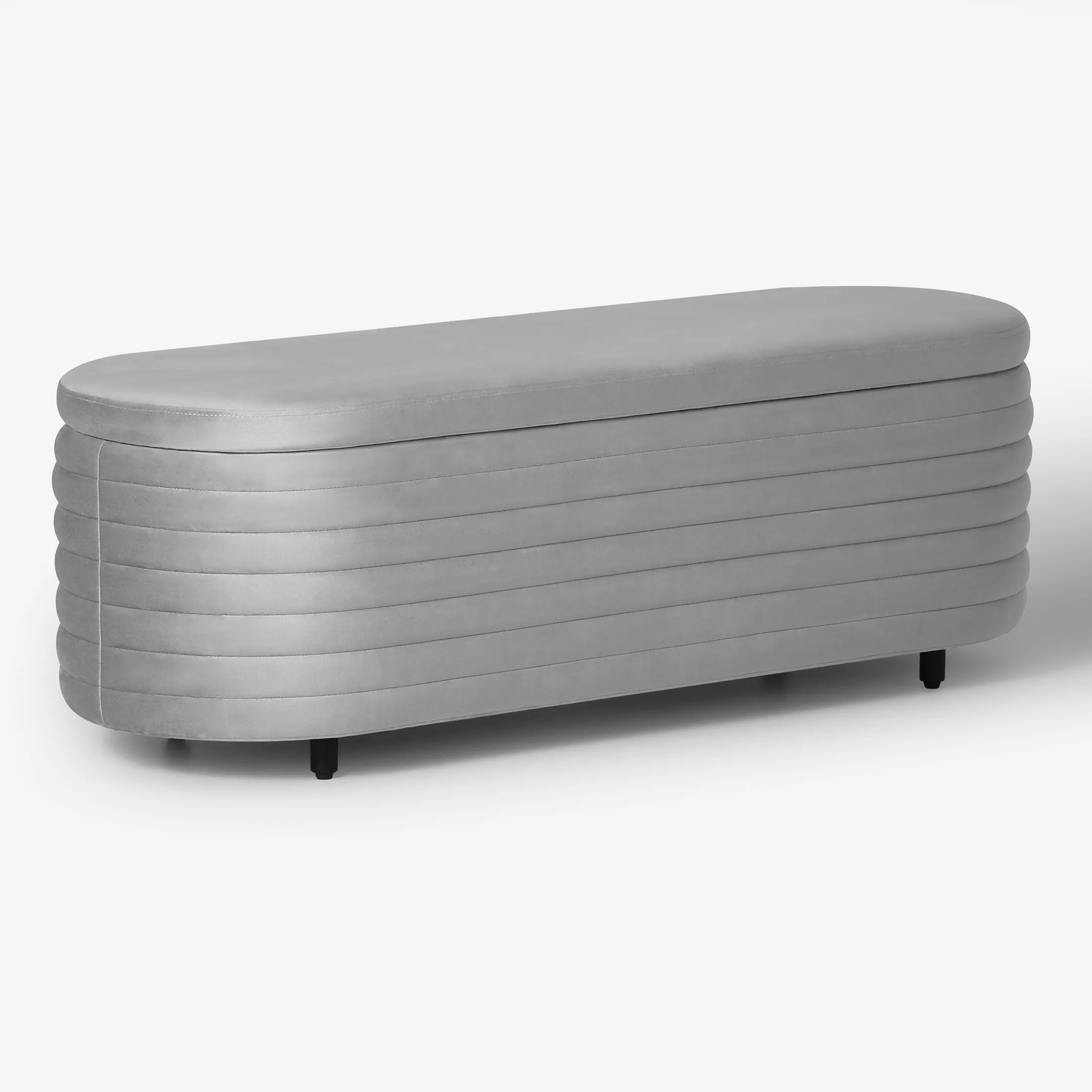 WestinTrends 54" Wide Mid-Century Modern Upholstered Velvet Tufted Oval Storage Ottoman Bench