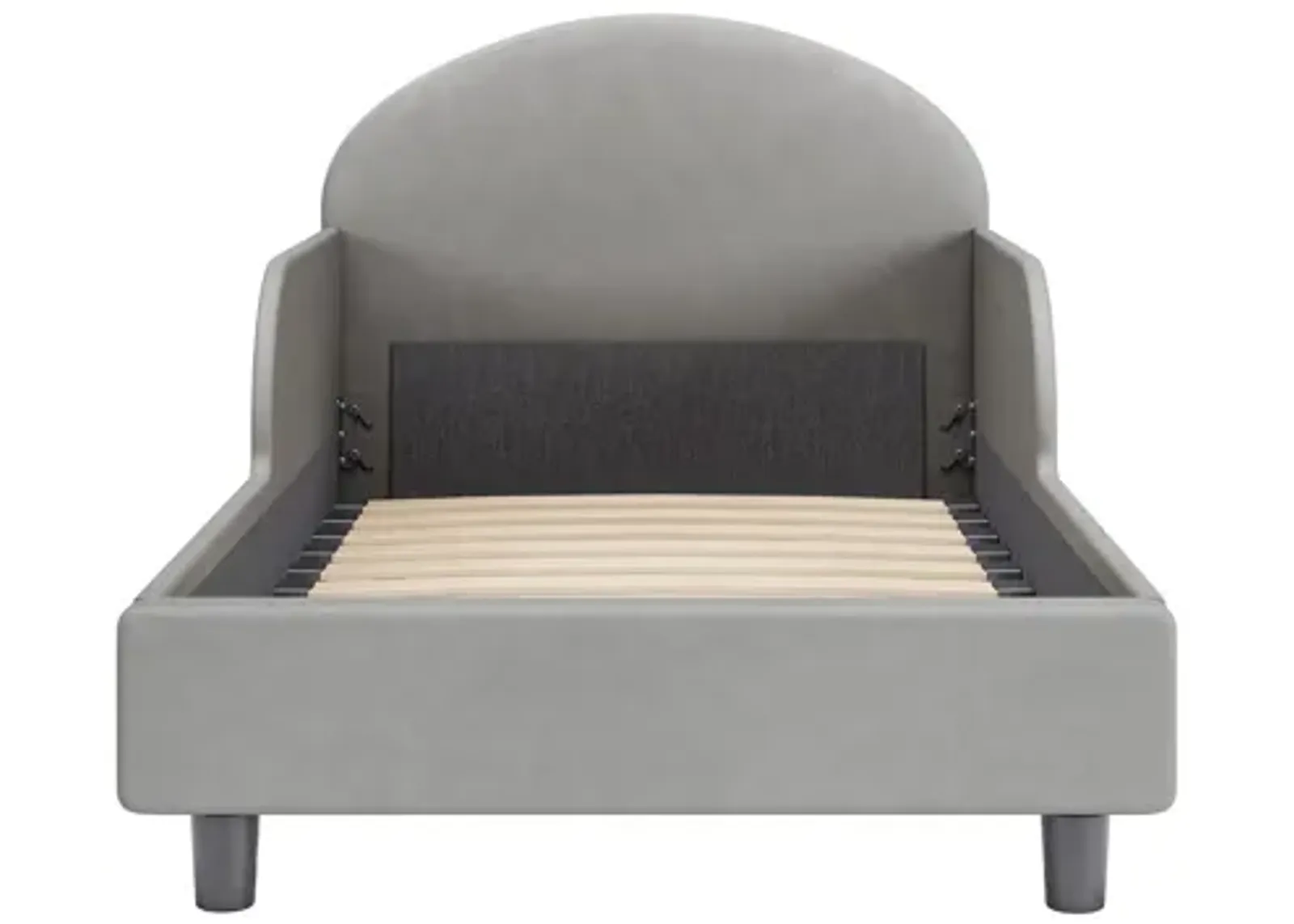 Oliver Upholstered Toddler Bed with Storage Pockets, Gray Velvet