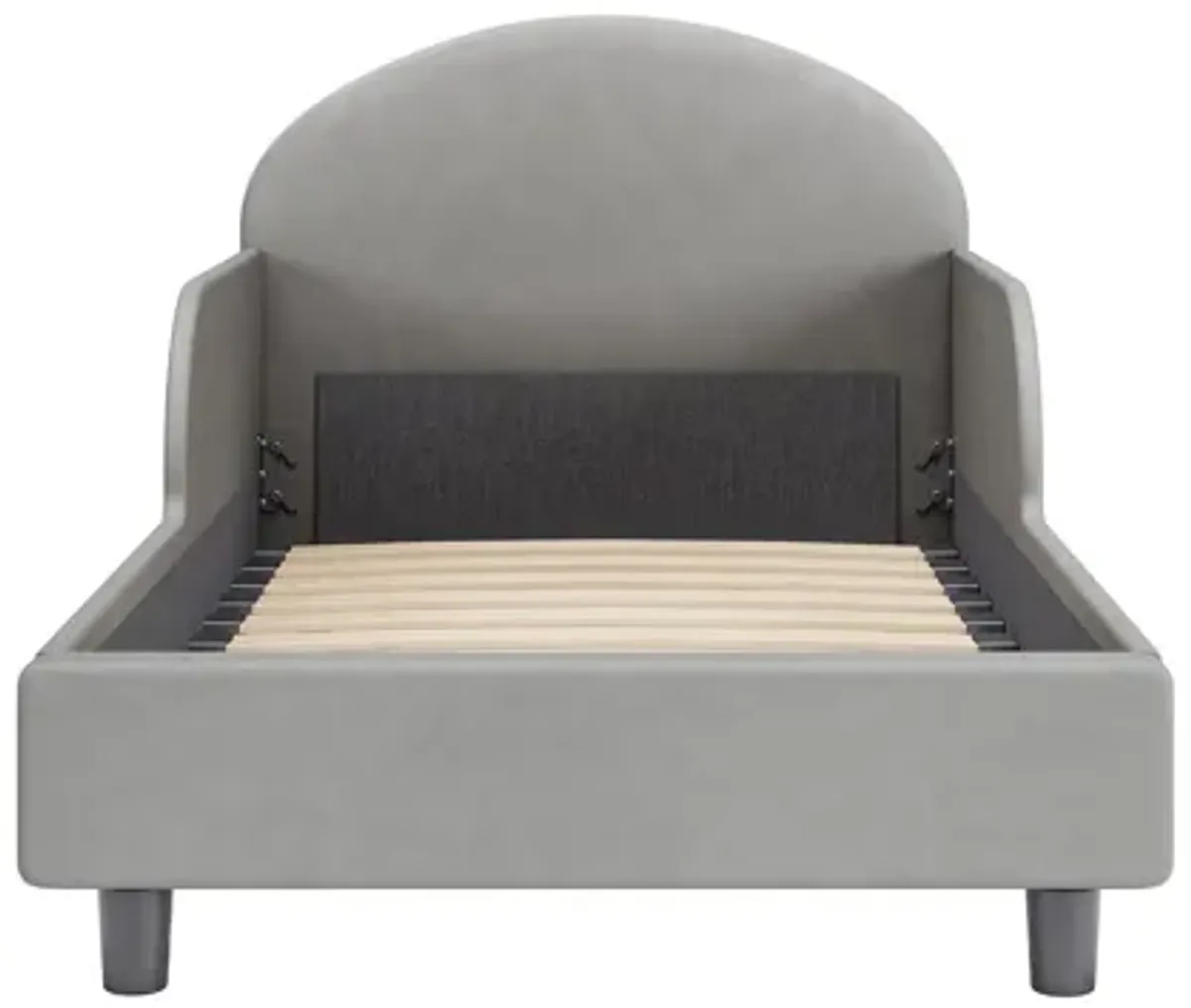 Oliver Upholstered Toddler Bed with Storage Pockets, Gray Velvet