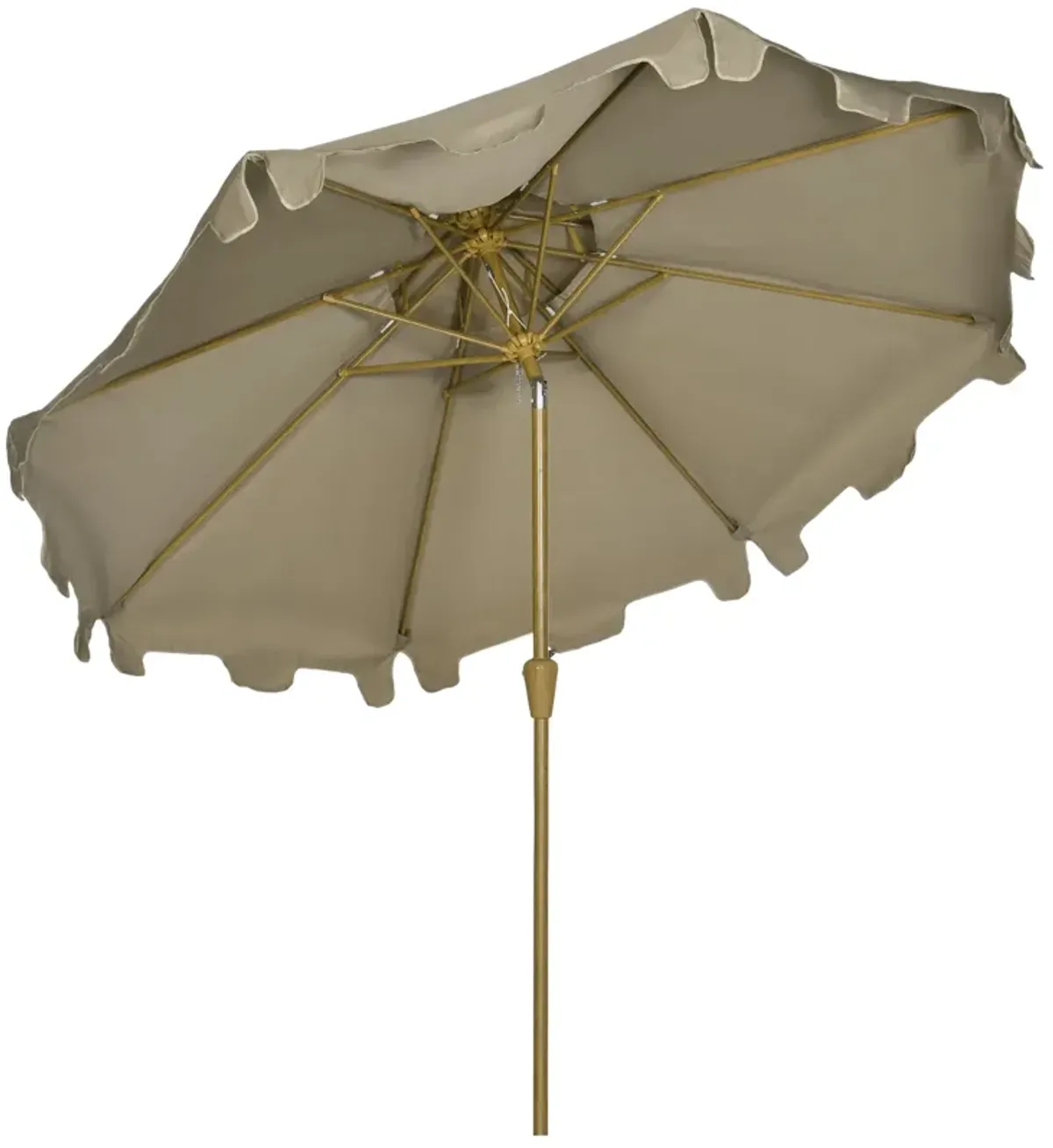 Brown Patio Umbrella: 9' Double Top Ruffled Market Umbrella with Tilt, Crank, 8 Ribs