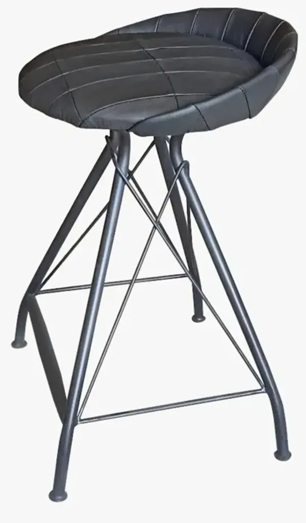 Hivvago 24 Inch Gray Leather and Iron Low Back Counter Height Swivel Bar Chair