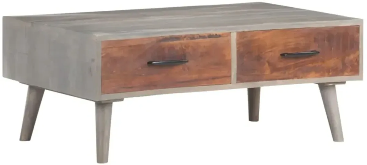 vidaXL Coffee Table Gray 39.4"x23.6"x15.7" Solid Rough Mango Wood