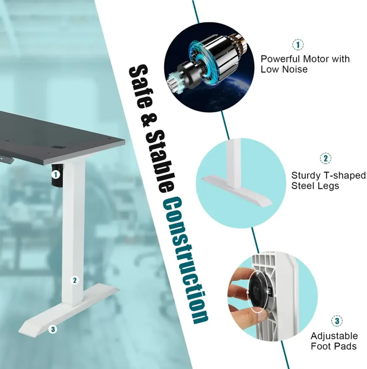 Costway 48'' Electric Sit to Stand Desk Adjustable Standing Workstation w/Control Home Office