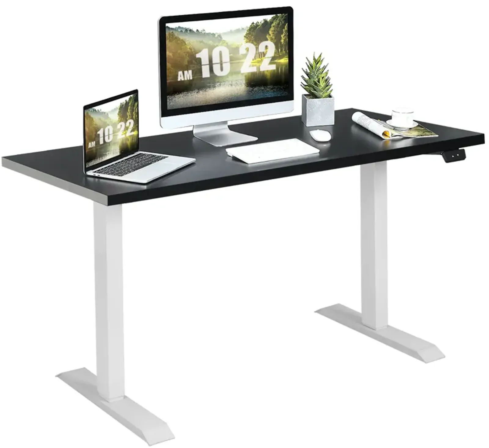 Costway 48'' Electric Sit to Stand Desk Adjustable Standing Workstation w/Control Home Office