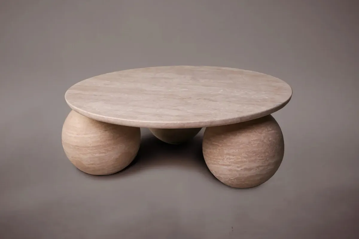 Travertine Round Coffee Table 43"