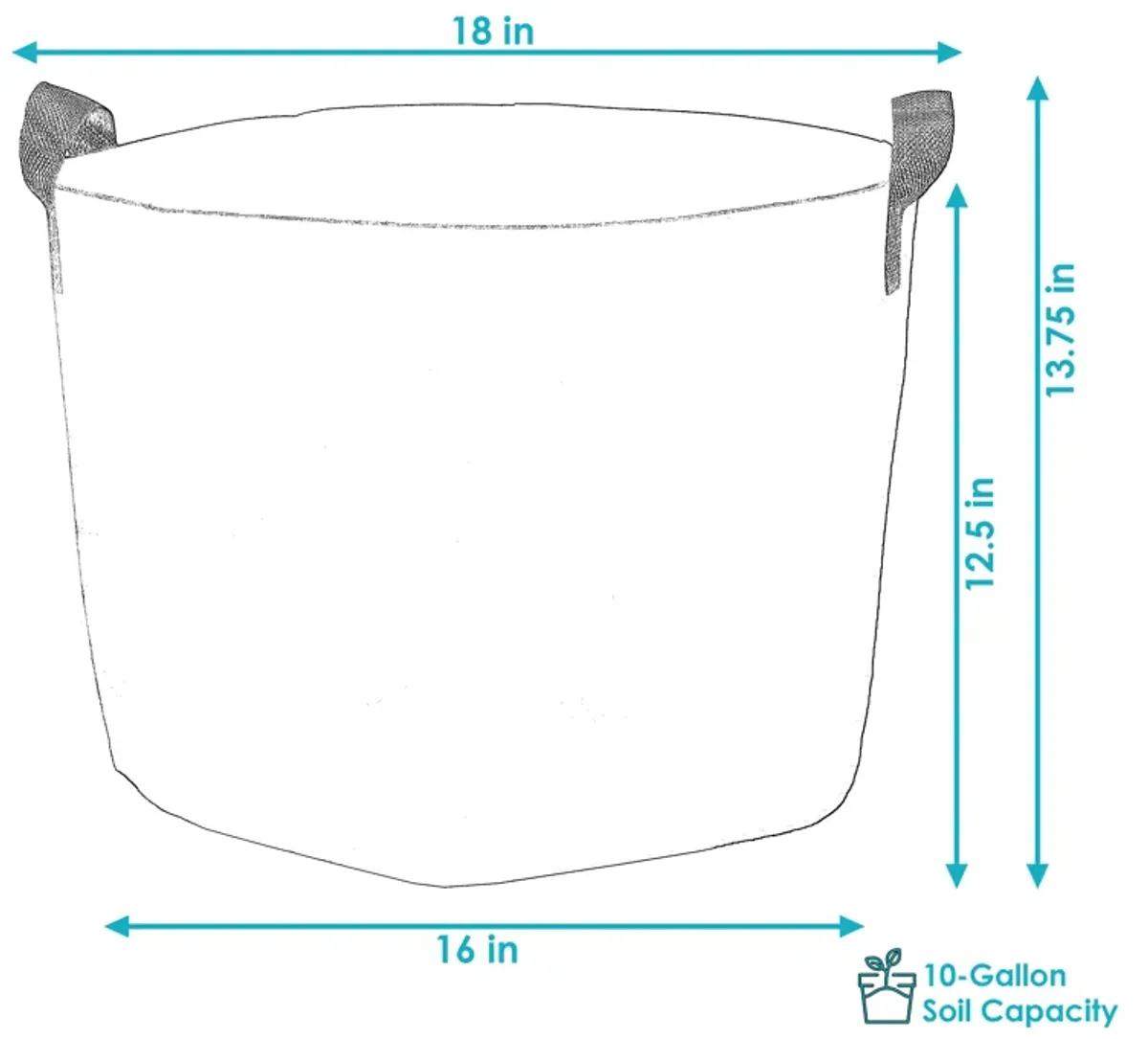 Sunnydaze Set of 10 Nonwoven Polypropylene Grow Bag and Handles - 10 gallon