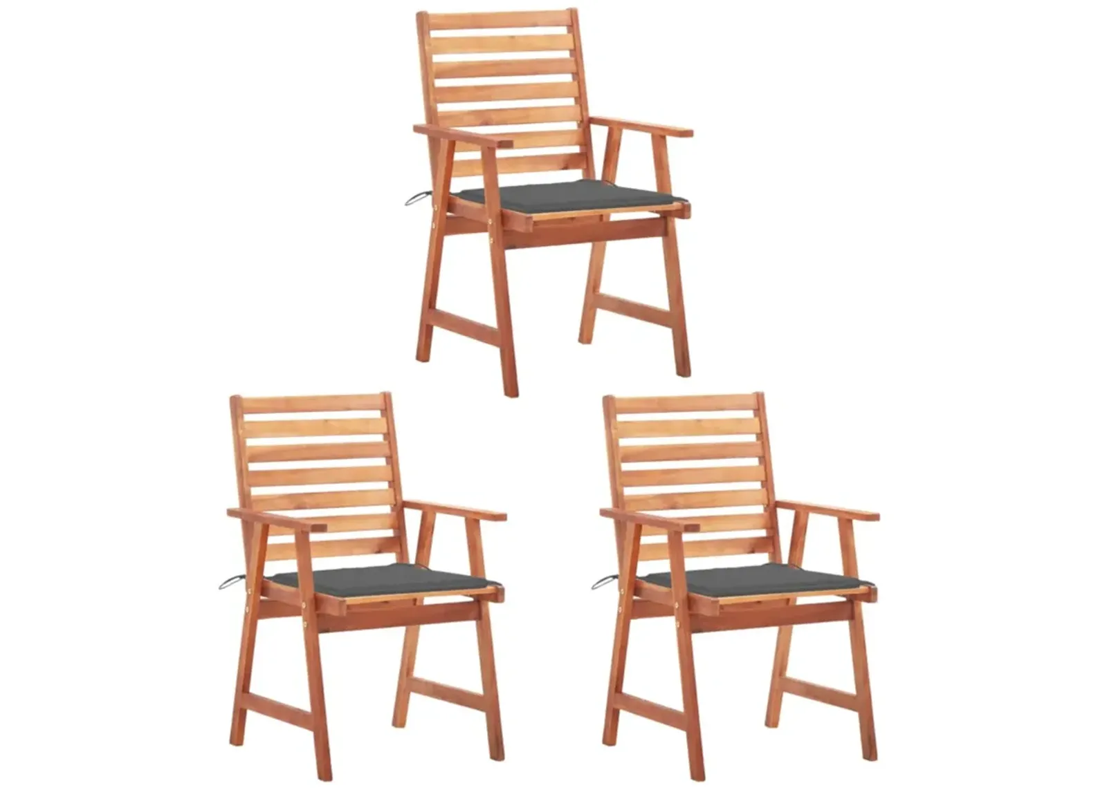 vidaXL Outdoor Dining Chairs 3 pcs with Cushions Solid Acacia Wood