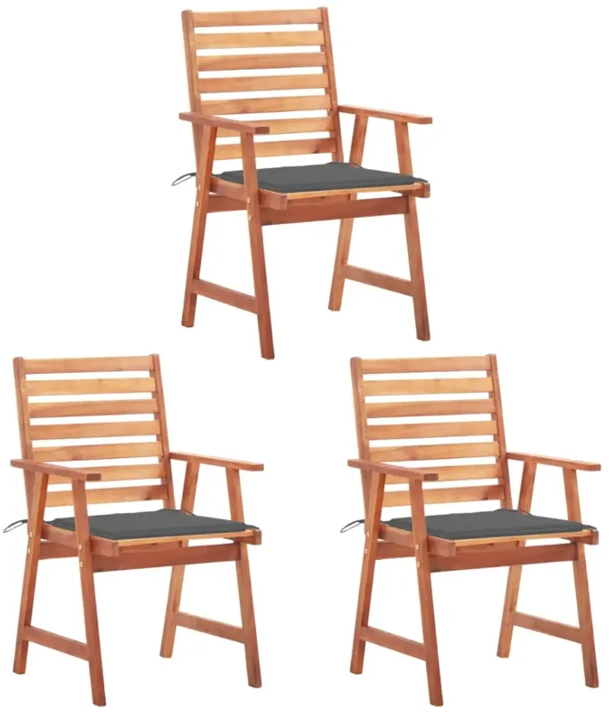 vidaXL Outdoor Dining Chairs 3 pcs with Cushions Solid Acacia Wood