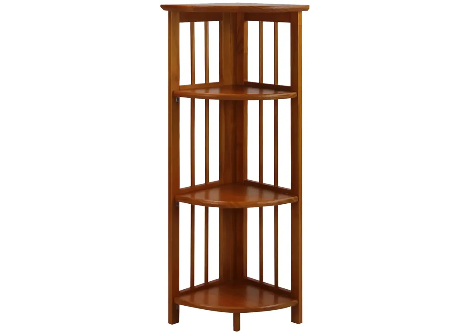 Casual Home 4-Shelf Corner Folding Bookcase, Honey Oak