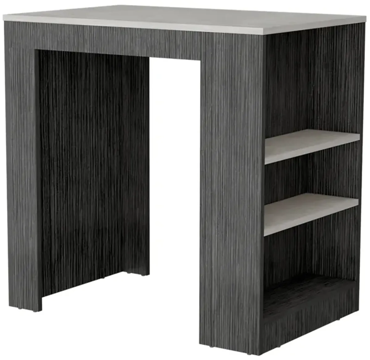 Portree Kitchen & Dining room Island with 3-Side Shelves -Smokey Oak / Ibiza Marble