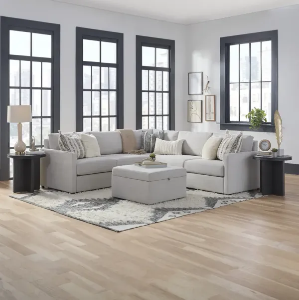 Flex Frost 5-Seat Sectional with Narrow Arm and Storage Ottoman