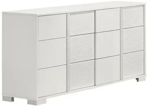 Best Quality Furniture White dresser with 6 drawers and metal trim