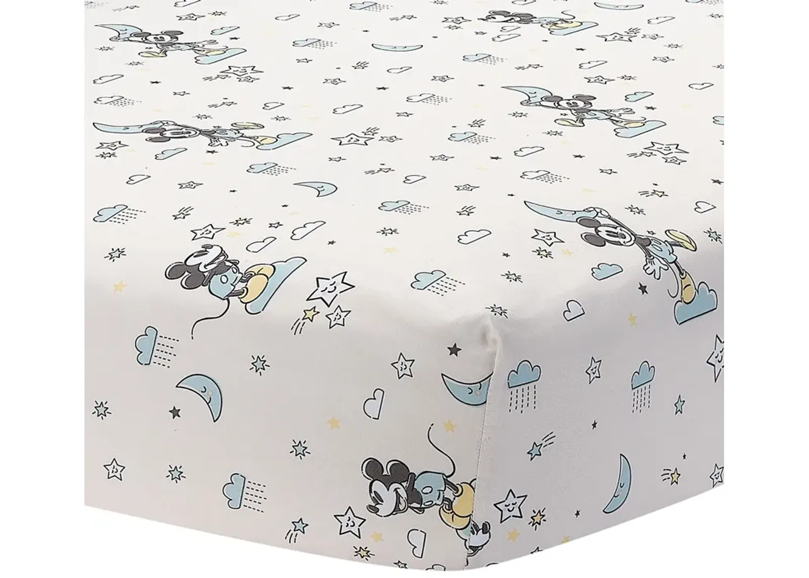 Lambs & Ivy Disney Baby Moonlight Mickey Mouse Fitted Crib Sheet - White