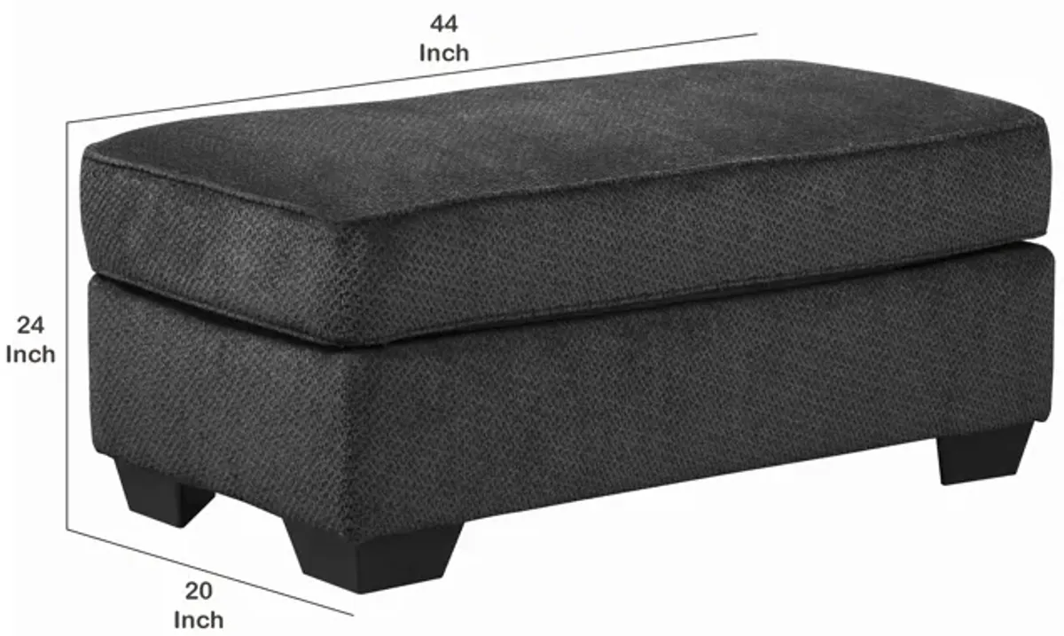 Rectangular Textured Fabric Upholstered Ottoman, Charcoal Gray-Benzara