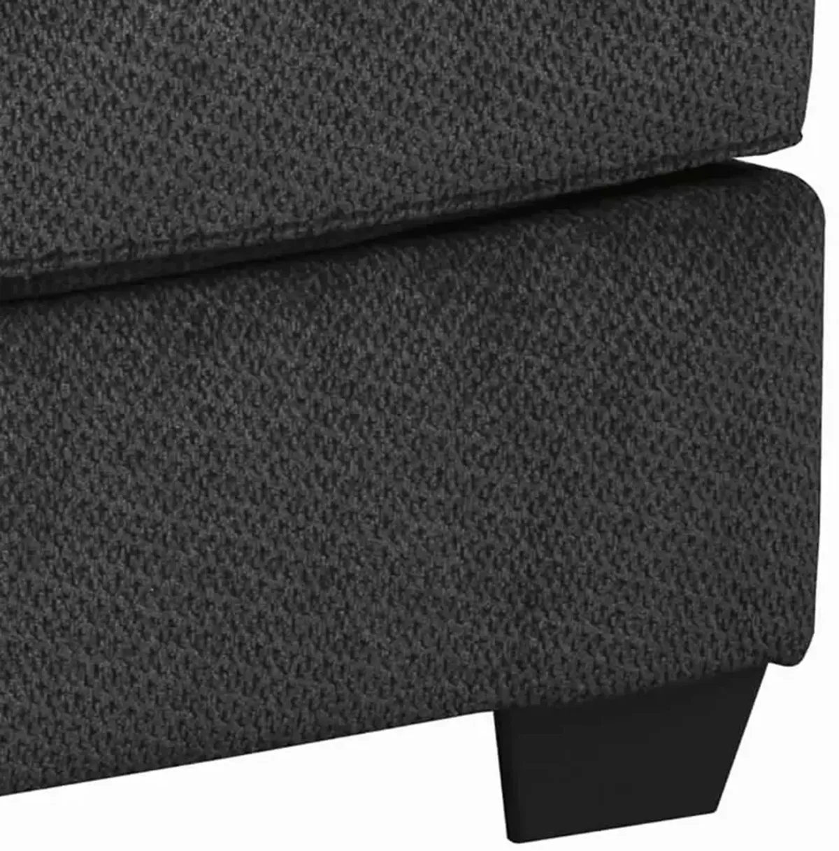 Rectangular Textured Fabric Upholstered Ottoman, Charcoal Gray-Benzara