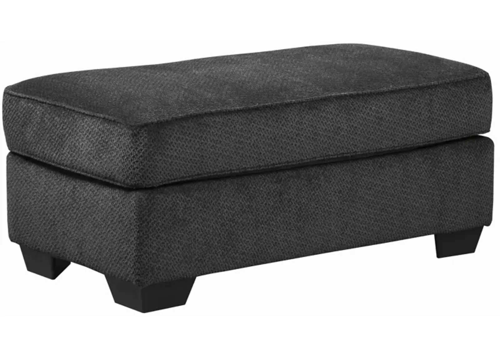 Rectangular Textured Fabric Upholstered Ottoman, Charcoal Gray-Benzara