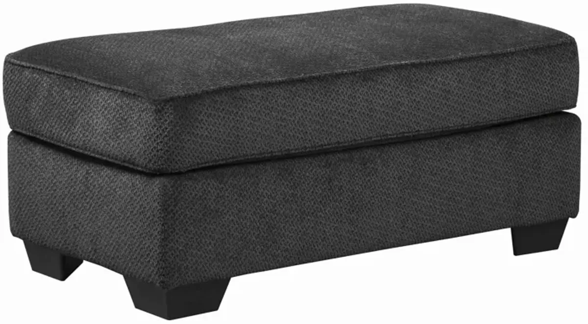 Rectangular Textured Fabric Upholstered Ottoman, Charcoal Gray-Benzara