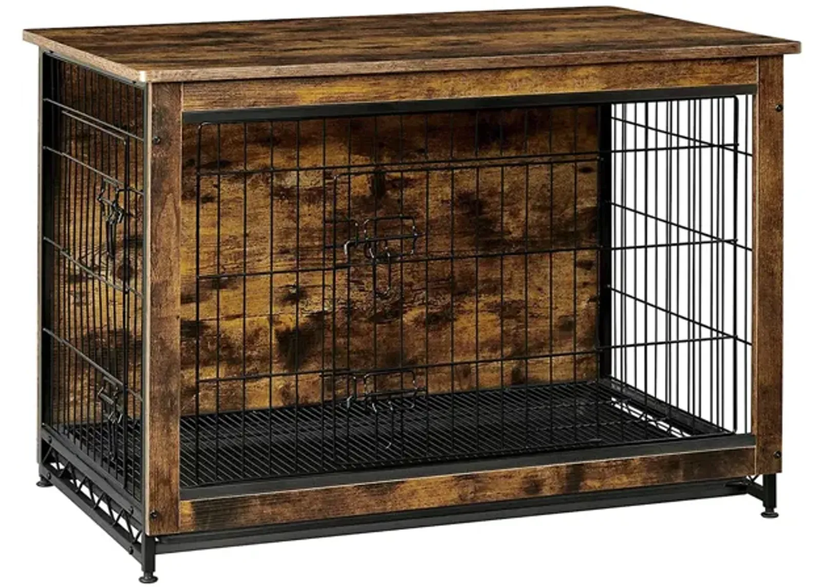 Wooden Dog Crate - Indoor Pet Crate End Table with Removable Tray