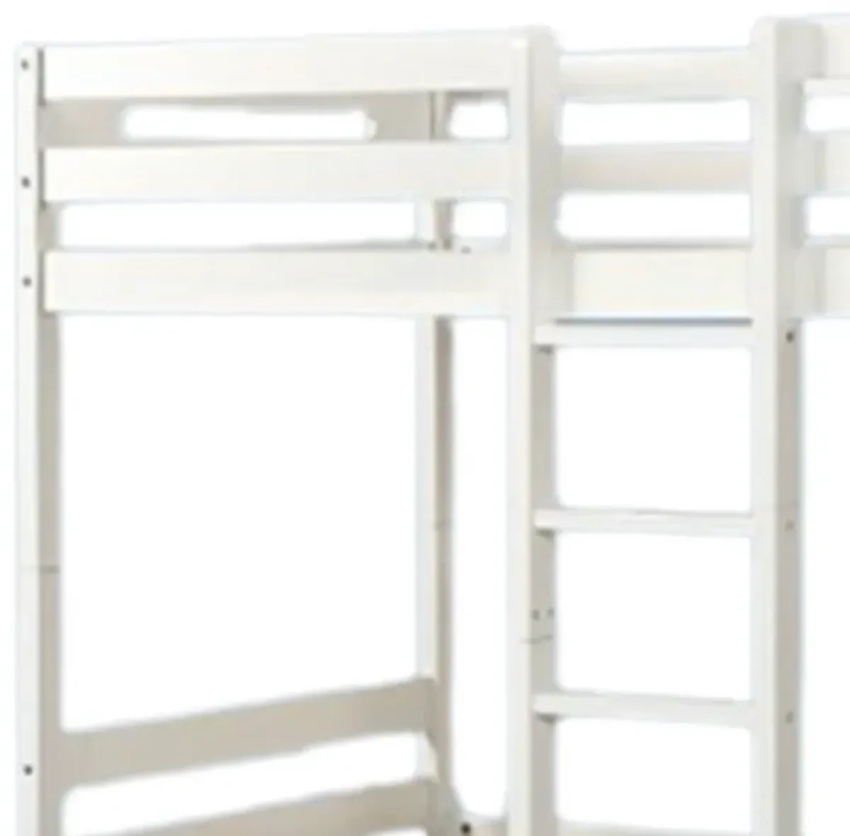 Asin Twin Bunk Bed with Front Facing Ladder, Pine Wood, Crisp White Finish - Benzara