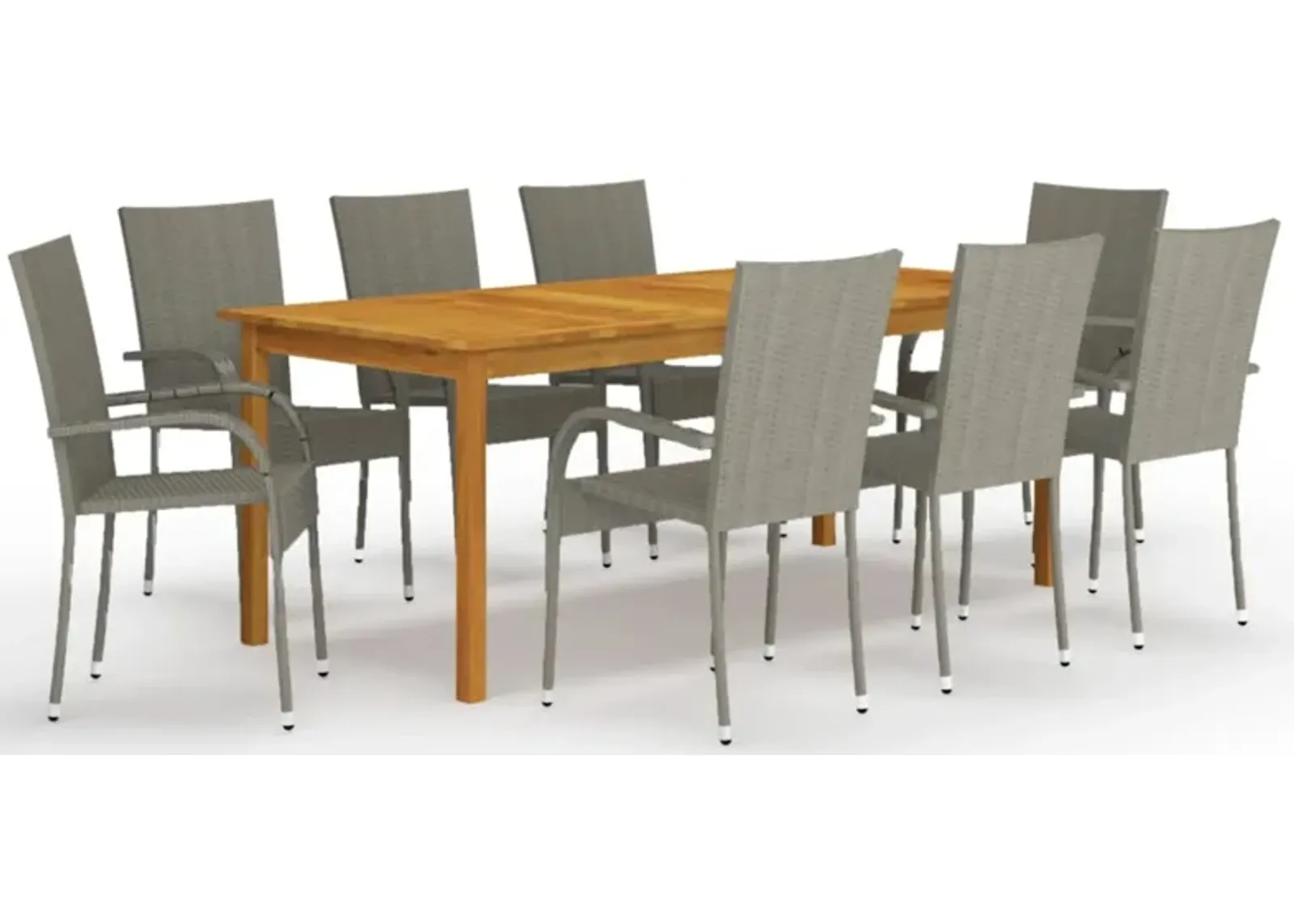 vidaXL 9 Piece Garden Dining Set Gray