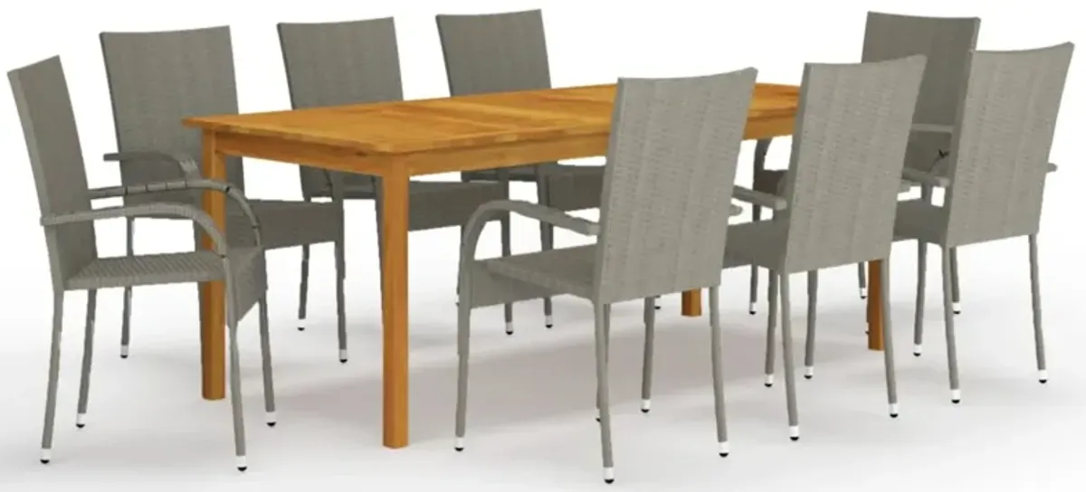 vidaXL 9 Piece Garden Dining Set Gray