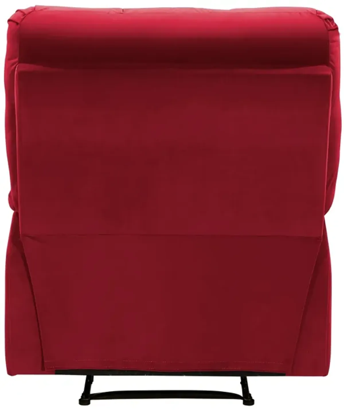 Patty 36 Inch Manual Recliner Chair, Soft Cushion, Red Velvet, Solid Wood - Benzara