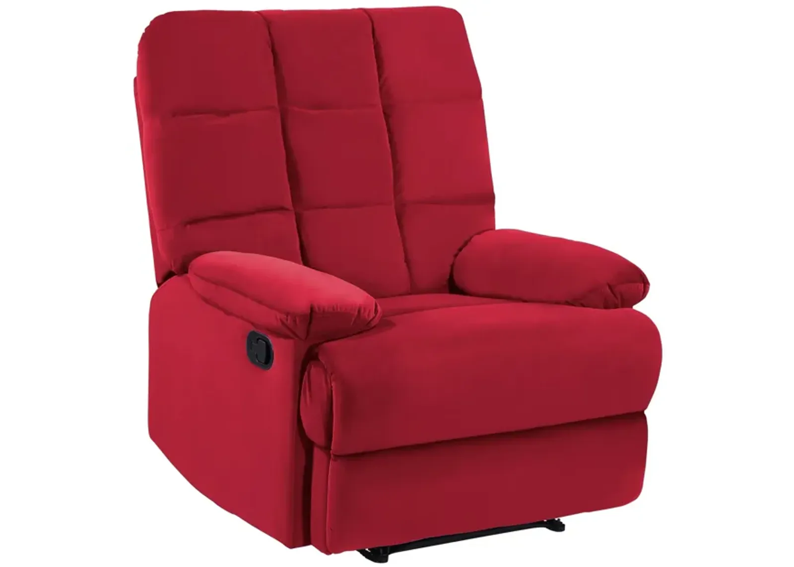 Patty 36 Inch Manual Recliner Chair, Soft Cushion, Red Velvet, Solid Wood - Benzara