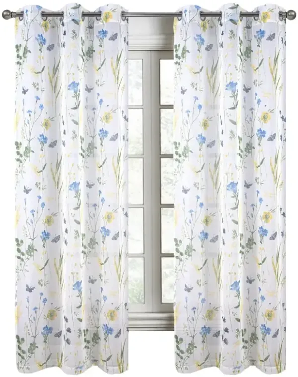 RT Designers Collection Kelce Doily Grommet Light Filtering Window Curtains for Bedroom 54" x 90" Blue