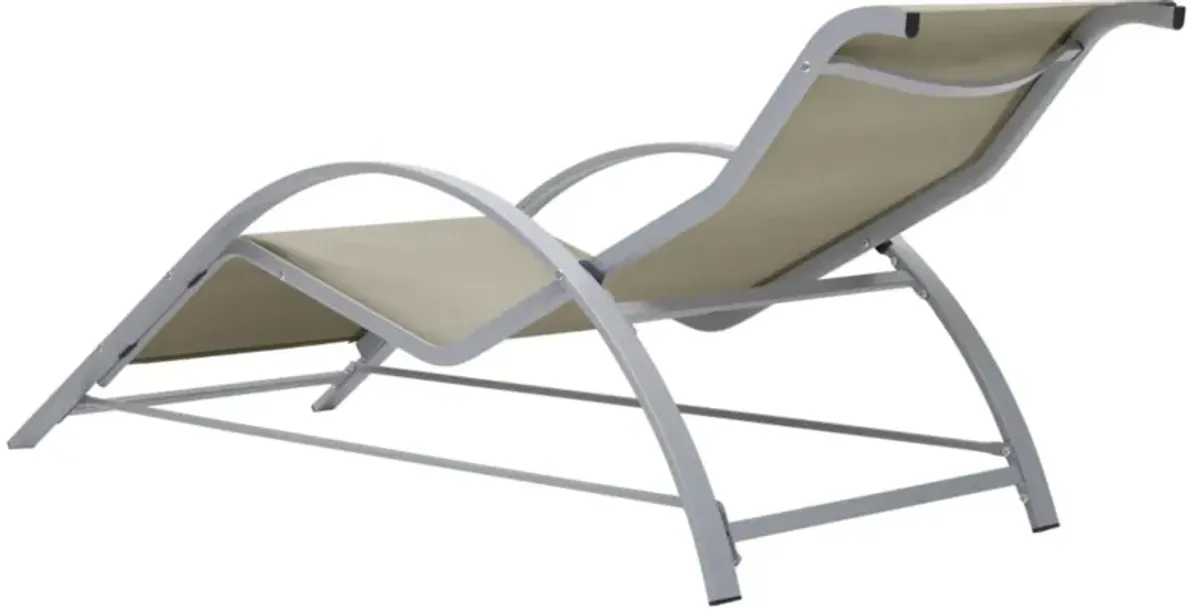 vidaXL Patio Sunlounger - Comfortable, Weather-Resistant, Cream Color Textilene with Aluminum and Steel Frame, Ergonomic Design, Perfect for Garden, Beach, and Poolside Lounging