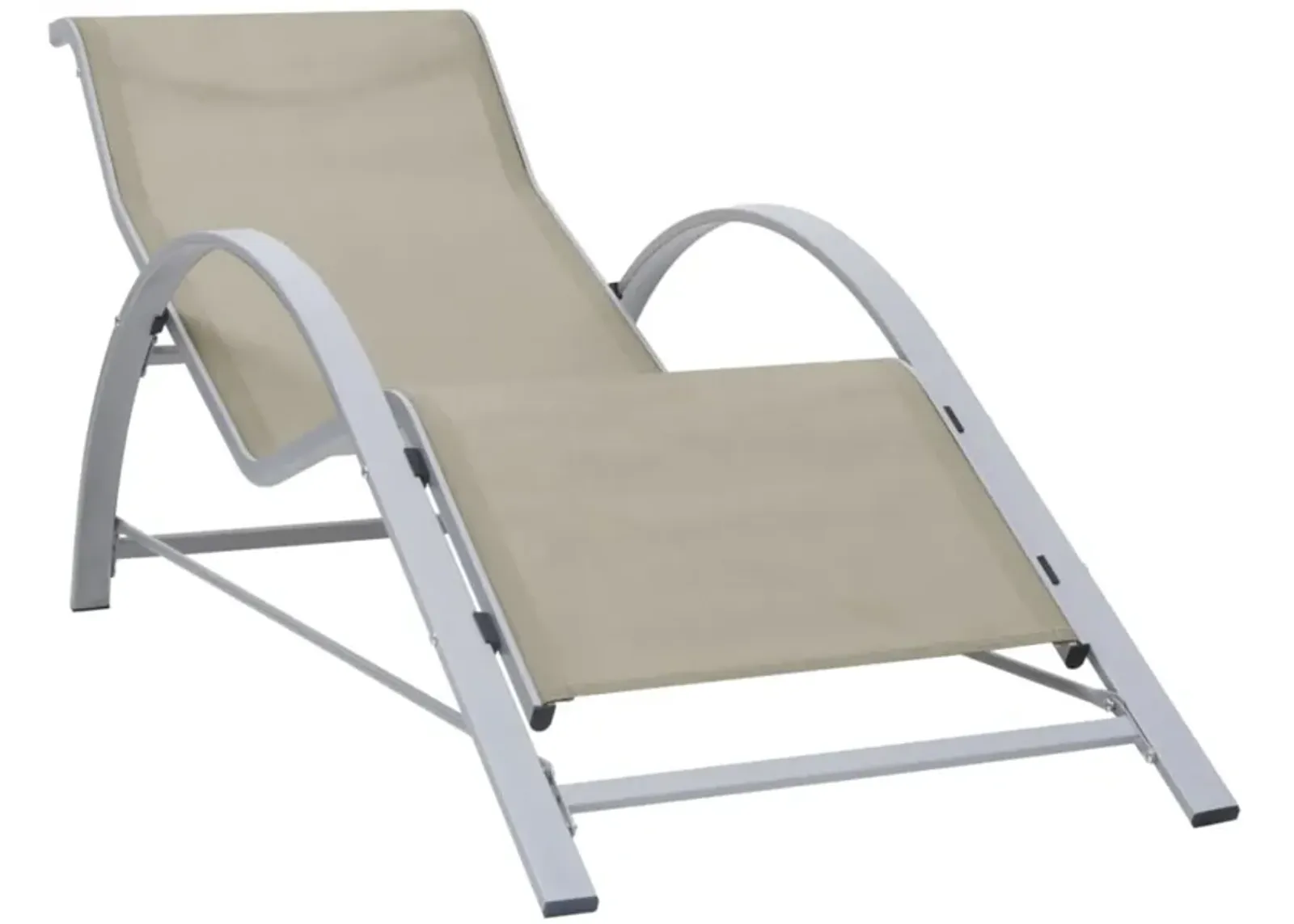 vidaXL Patio Sunlounger - Comfortable, Weather-Resistant, Cream Color Textilene with Aluminum and Steel Frame, Ergonomic Design, Perfect for Garden, Beach, and Poolside Lounging