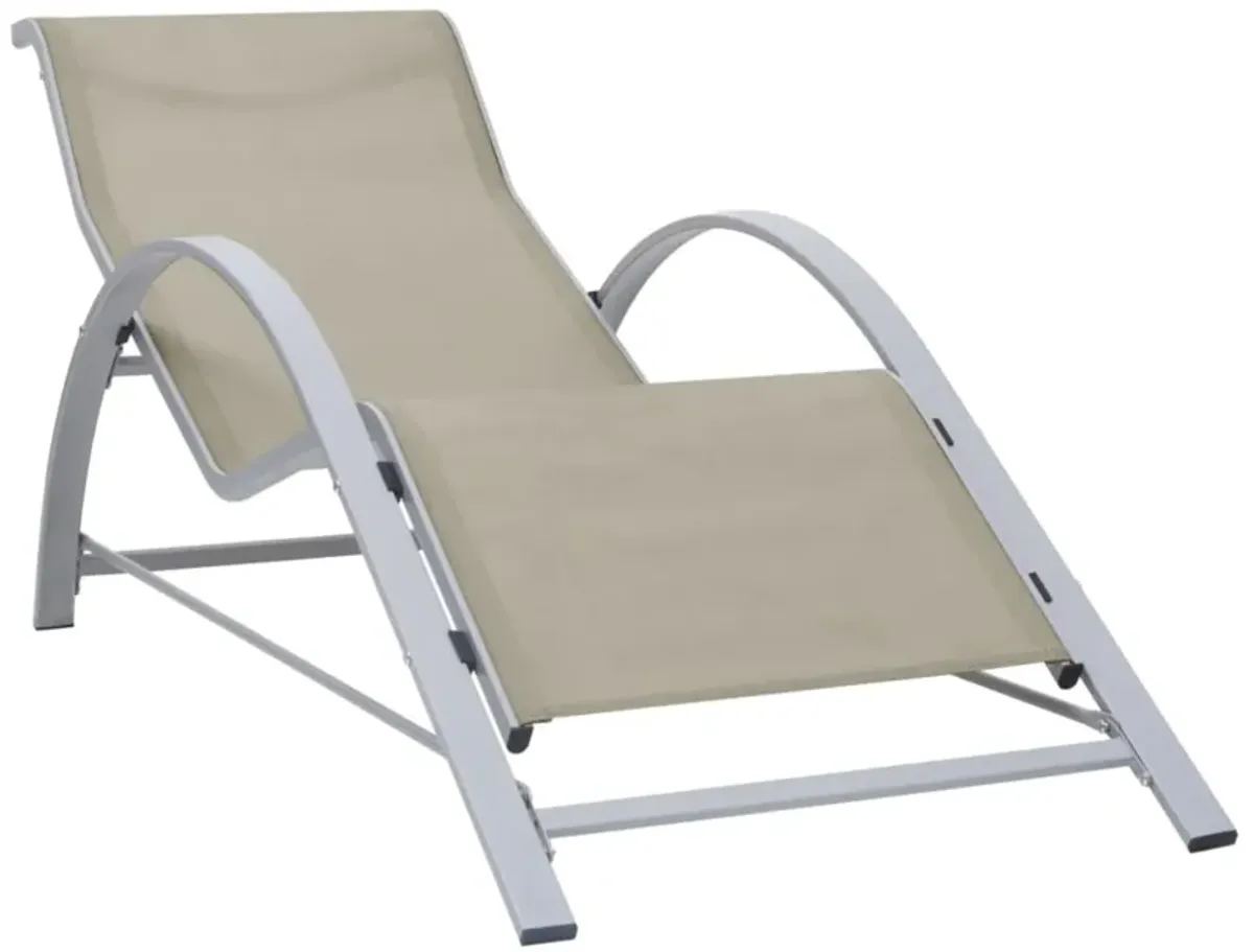 vidaXL Patio Sunlounger - Comfortable, Weather-Resistant, Cream Color Textilene with Aluminum and Steel Frame, Ergonomic Design, Perfect for Garden, Beach, and Poolside Lounging