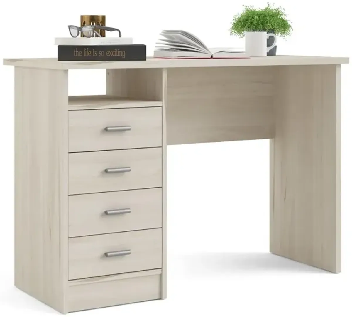 Tvilum Warner Desk with 4 Drawers, Light Woodgrain