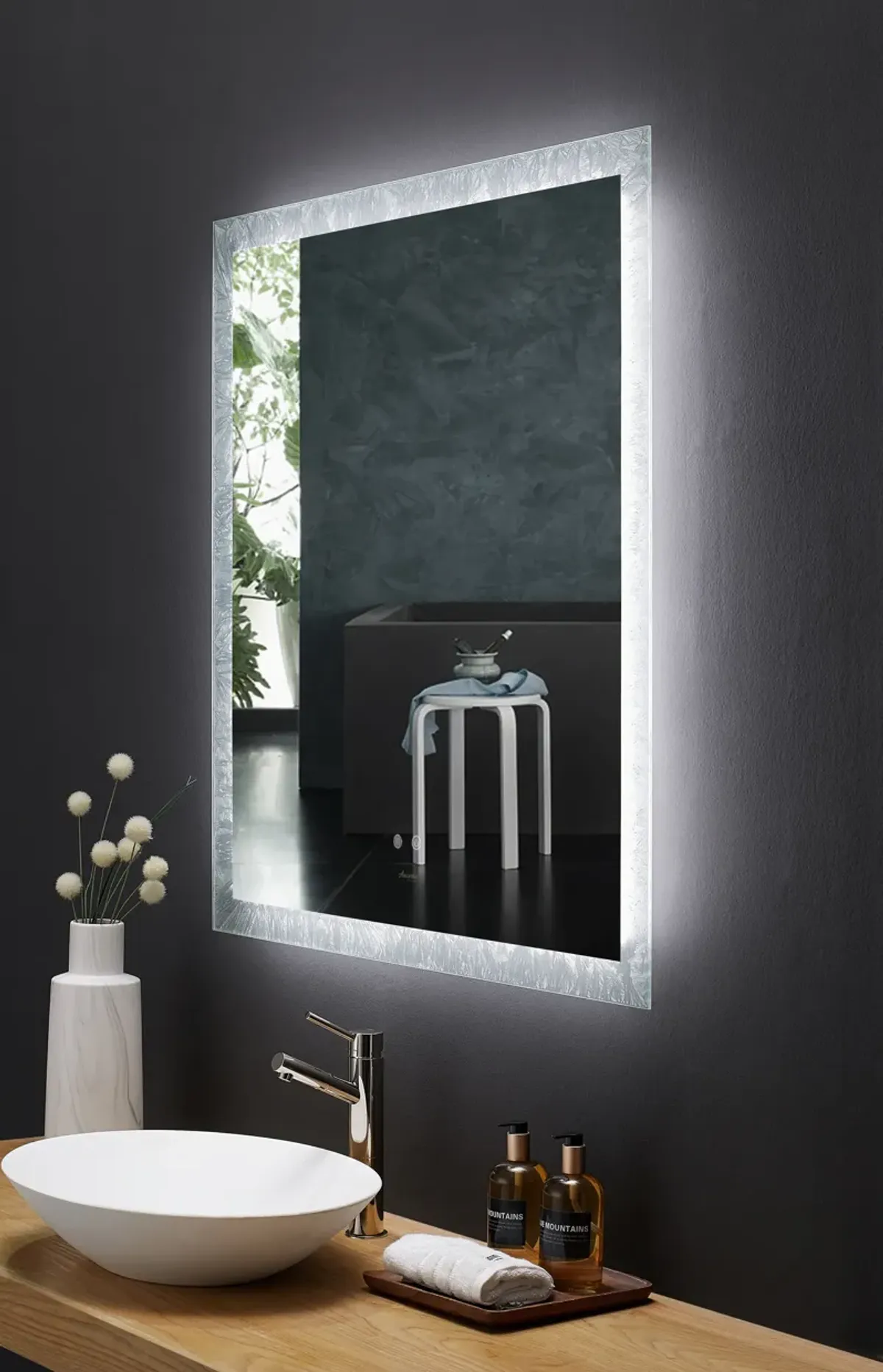 FRYSTA LED Frameless Rectangular Mirror with Dimmer and Defogger