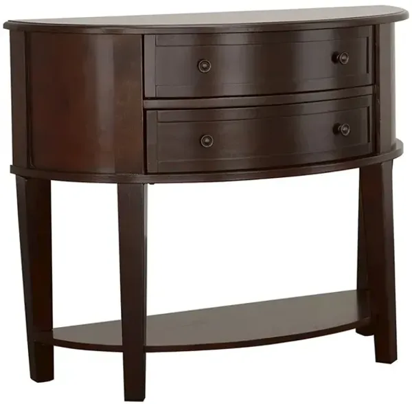 Diane 2-drawer Demilune Entryway Console Table Cappuccino