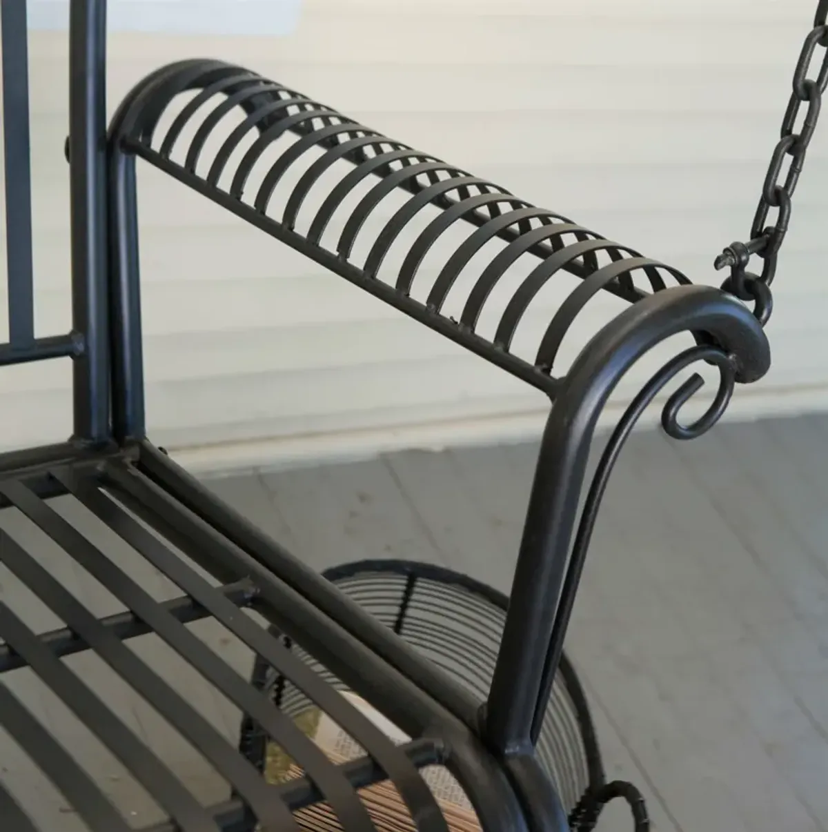 Hivvago Wrought Iron Outdoor Patio 4-Ft Porch Swing in Black