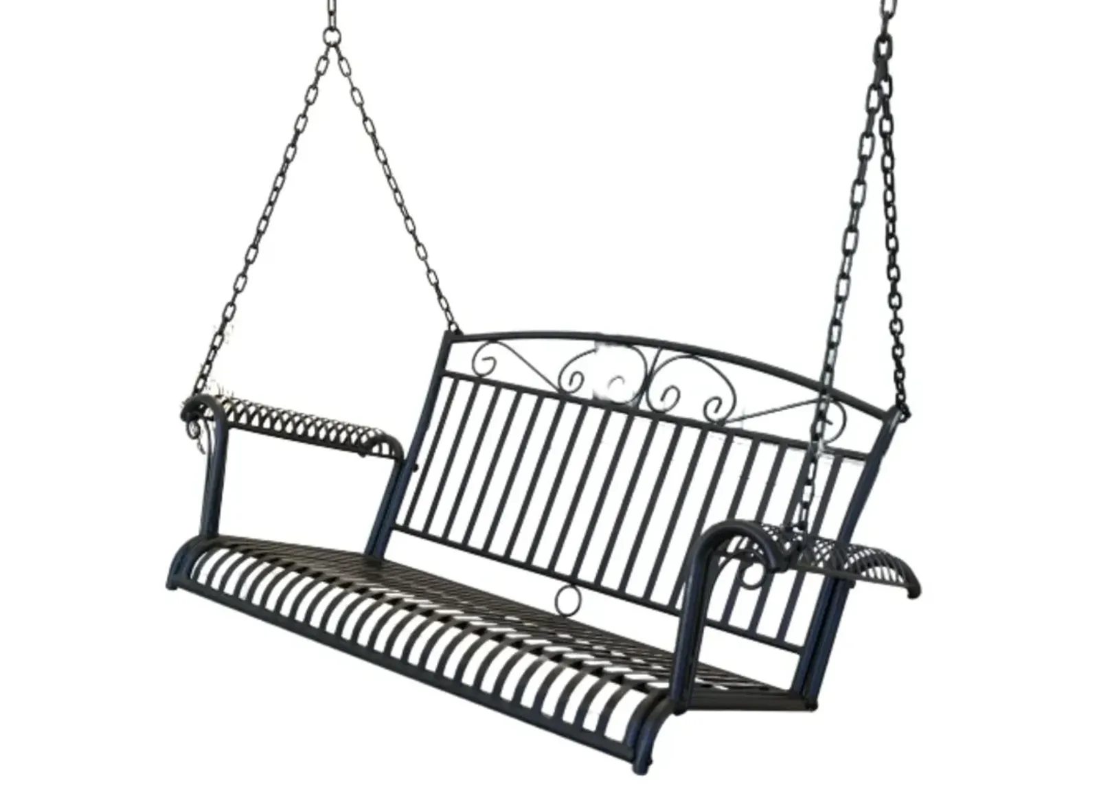 Hivvago Wrought Iron Outdoor Patio 4-Ft Porch Swing in Black