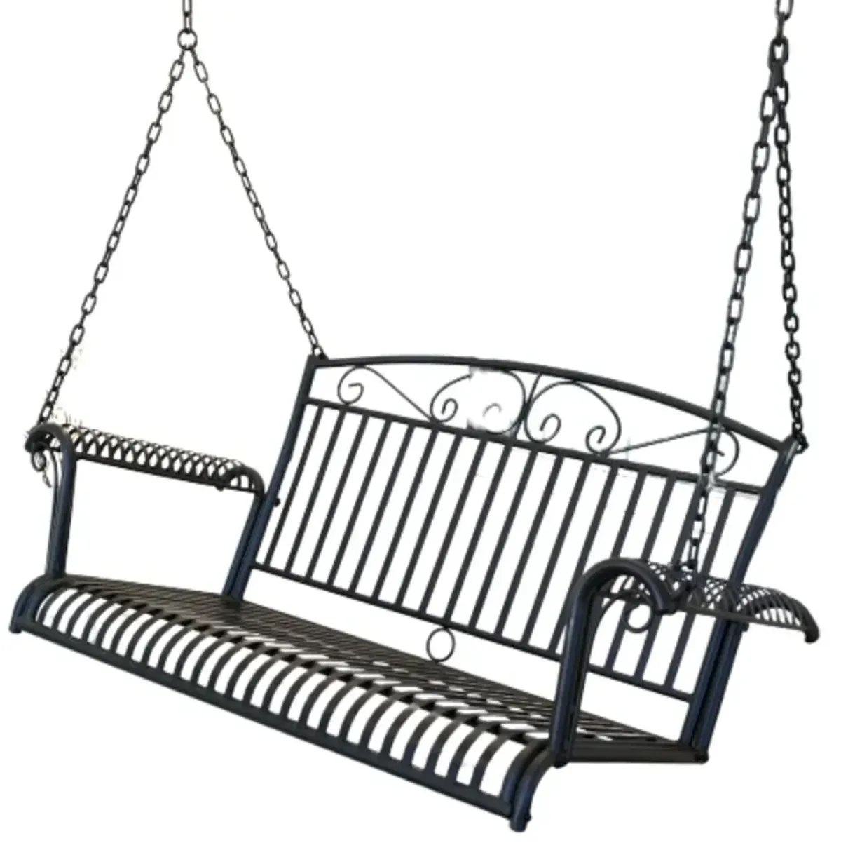 Hivvago Wrought Iron Outdoor Patio 4-Ft Porch Swing in Black