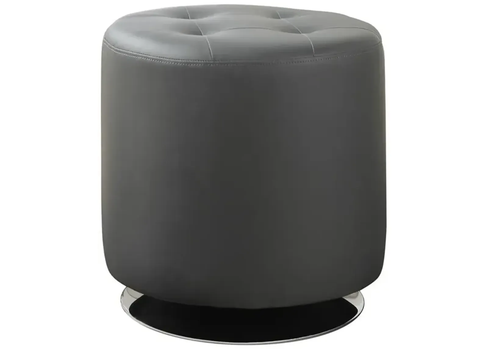 Bowman Round Upholstered Ottoman Grey