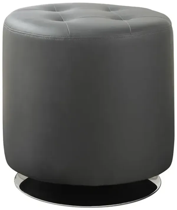 Bowman Round Upholstered Ottoman Grey
