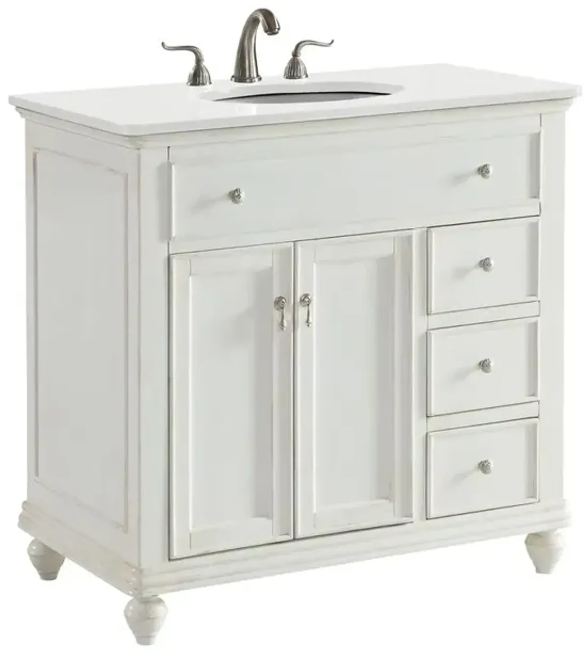 Elegant Kitchen and Bath 36 inch Single Bathroom vanity in Antique White