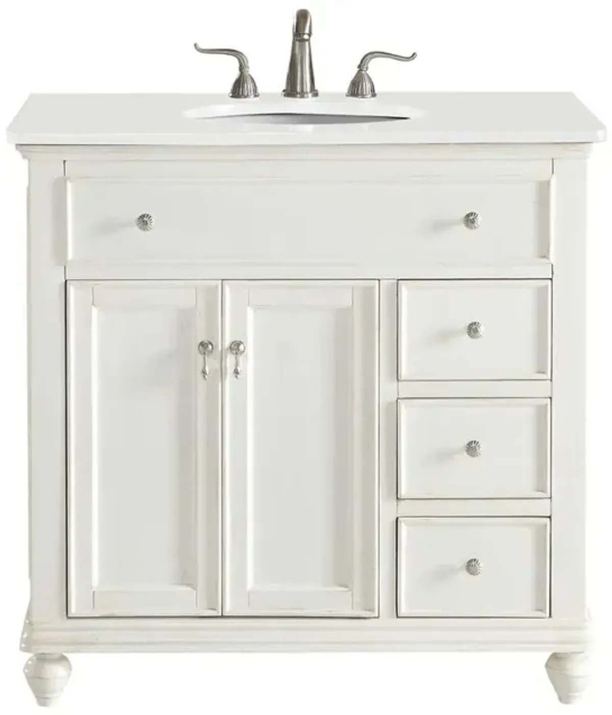 Elegant Kitchen and Bath 36 inch Single Bathroom vanity in Antique White