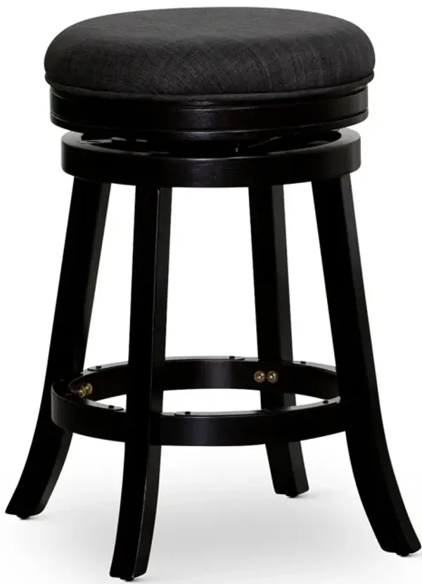 Opi 24 Inch Swivel Counter Stool, Charcoal Gray Polyester, Espresso Brown - Benzara