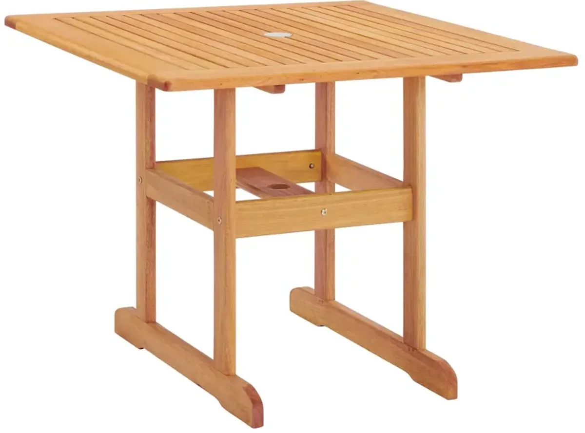 Modway - Hatteras 36" Square Outdoor Patio Eucalyptus Wood Dining Table Natural