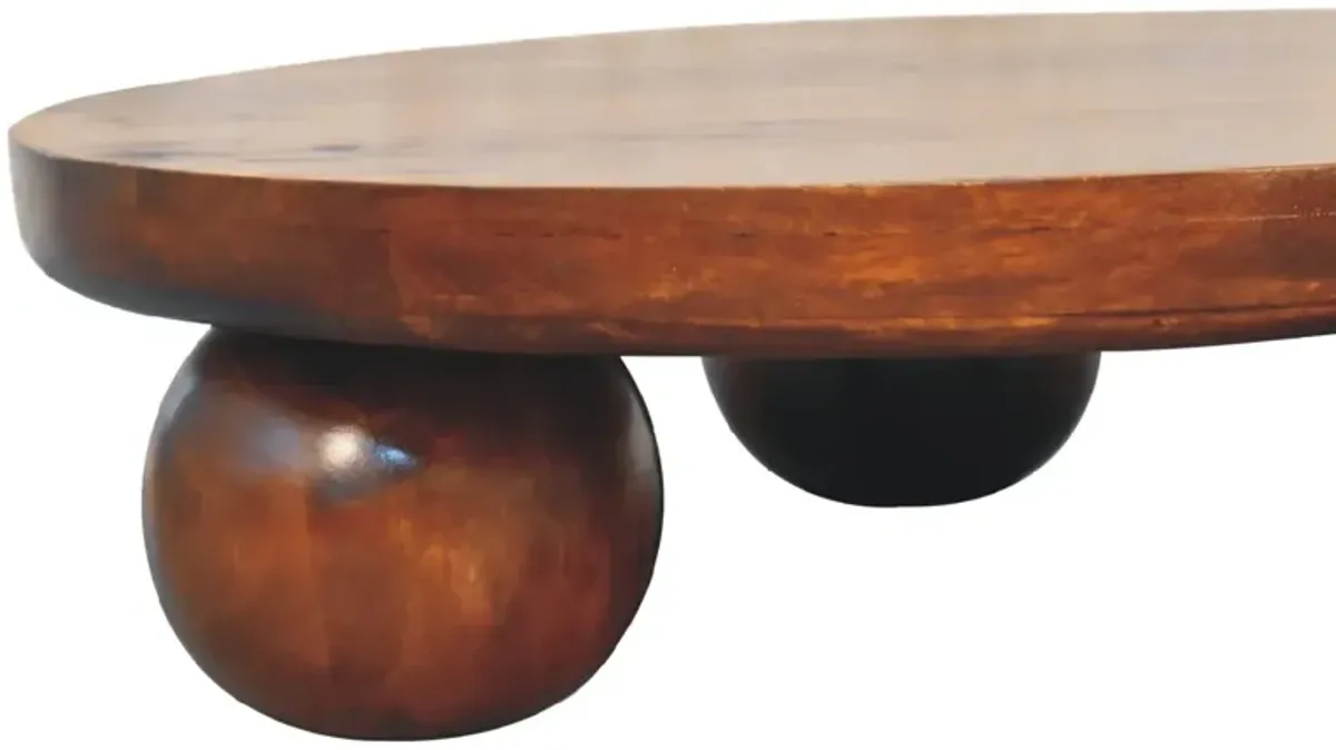 Chestnut Central Solid Wood  Ball Table