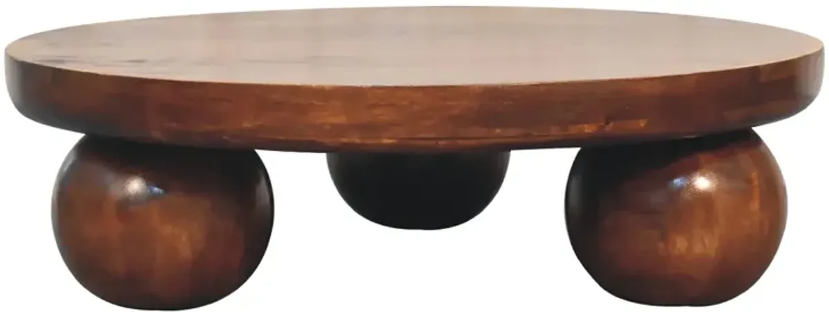 Chestnut Central Solid Wood  Ball Table