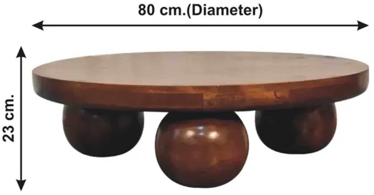 Chestnut Central Solid Wood  Ball Table