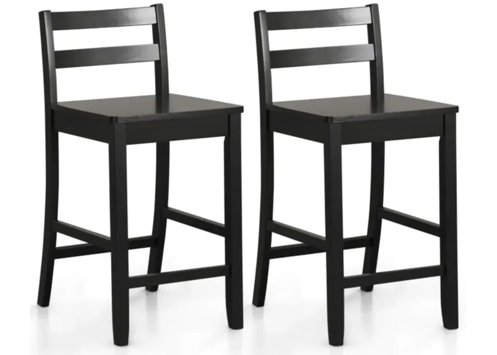 Hivvago Wooden Bar Stools Set of 2 with Ergonomic Backrest and Footrest