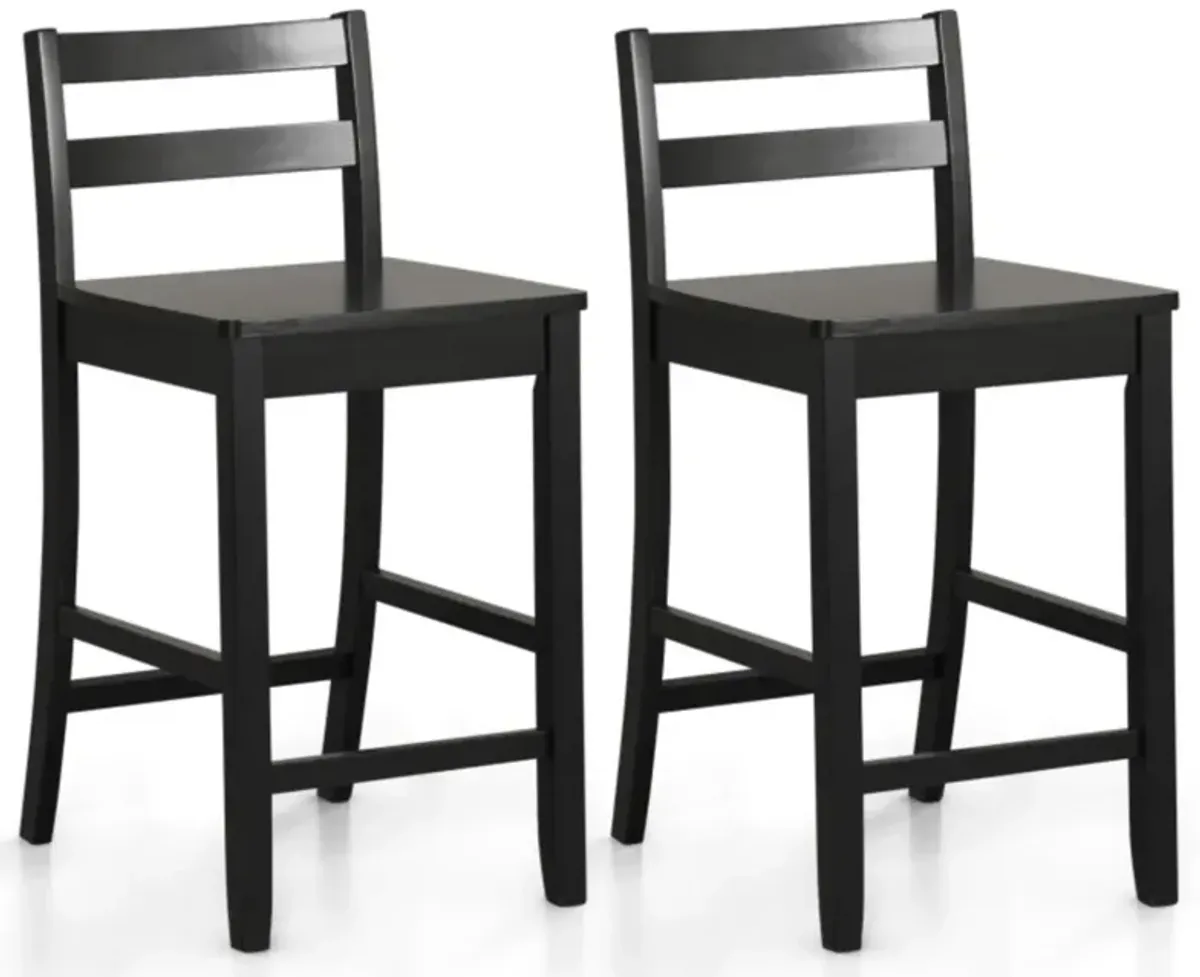 Hivvago Wooden Bar Stools Set of 2 with Ergonomic Backrest and Footrest